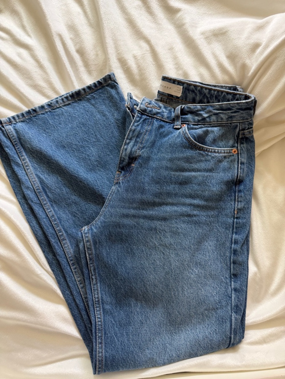 Topshop Blue Flare Wide Leg Jeans